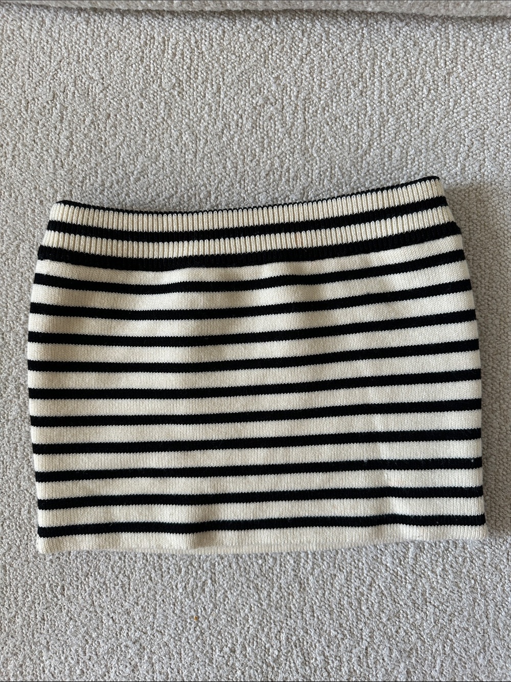 Celine Black and Cream Striped Knit Tube Top